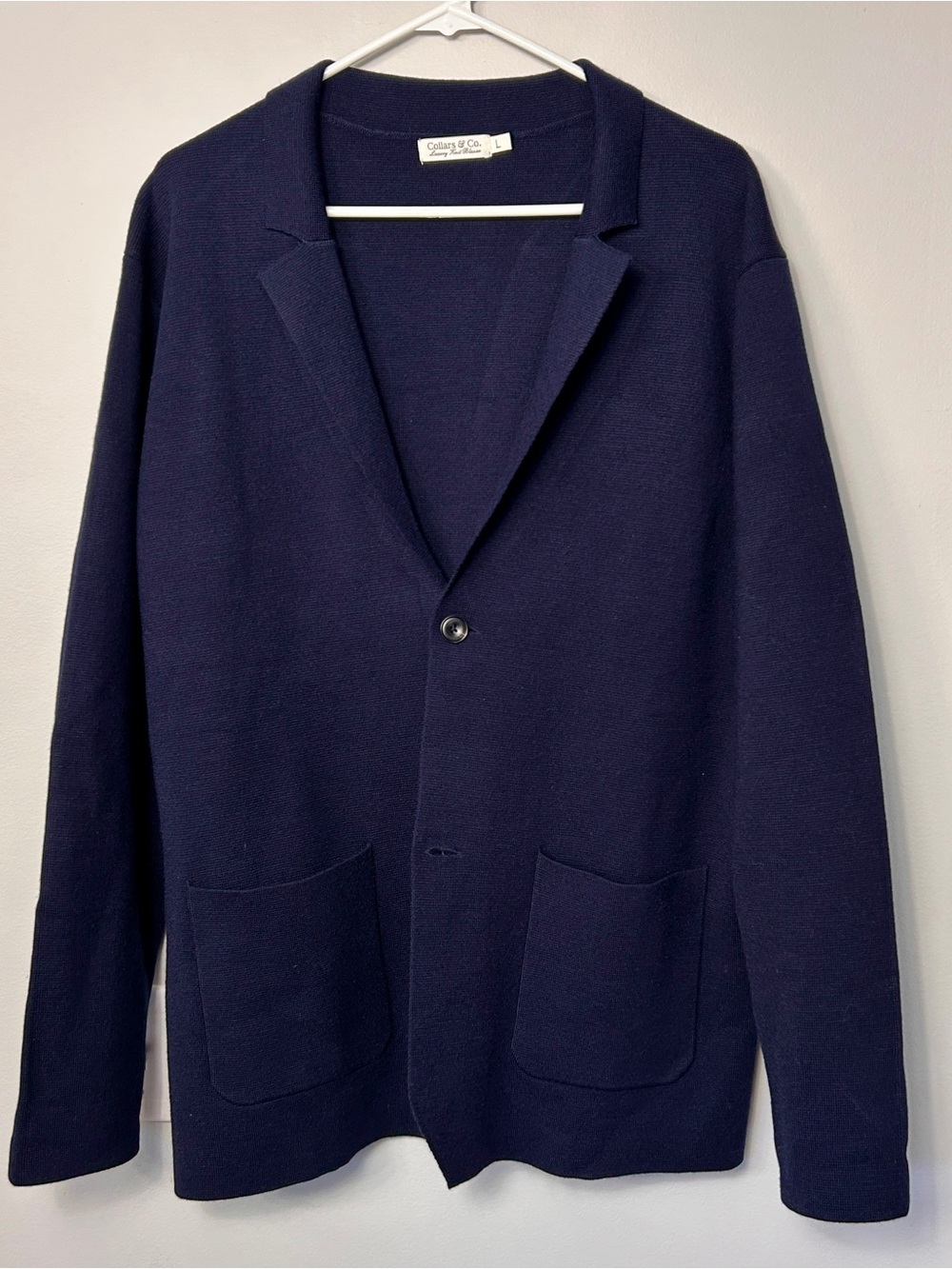 Collars & Co. Navy Luxury Knit Blazer Men’s Large L Like New
